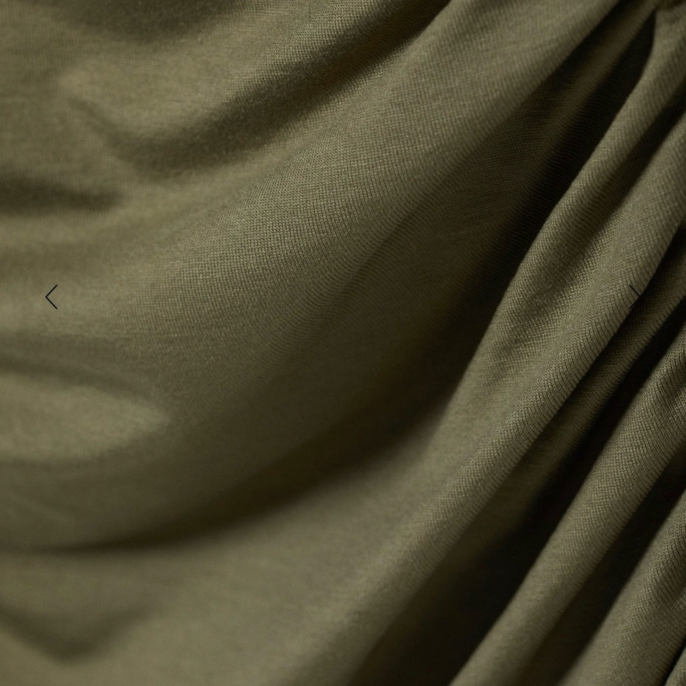 Weekday Olive Asymmetric Ruched Top - Picture 2 of 4